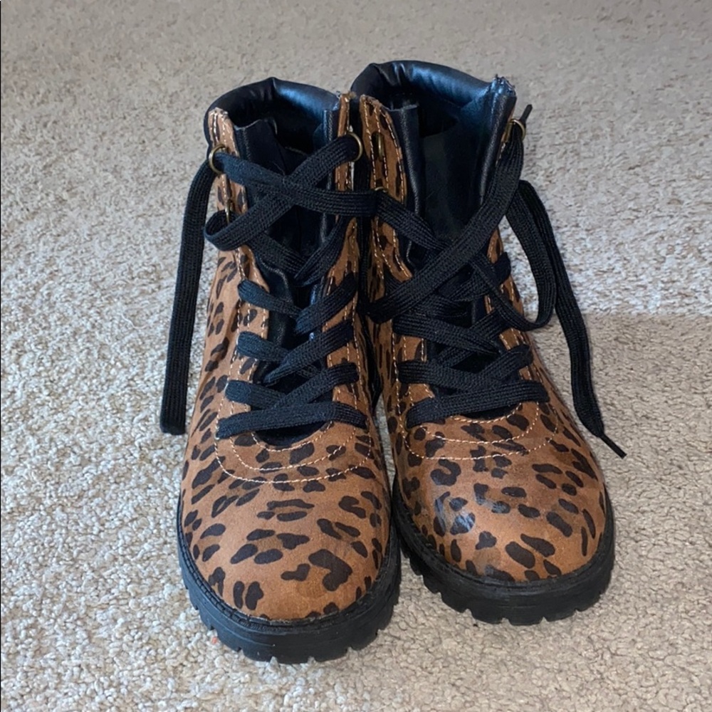Maurice’s Leopard Print Combat Boots